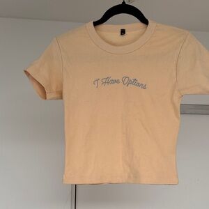 Cream Crop Top with Text Design